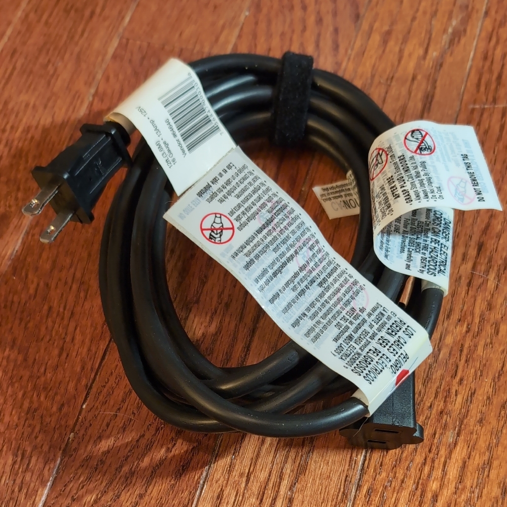 12 Foot 16 Gauge 2 Prong Power Extension Cable Black